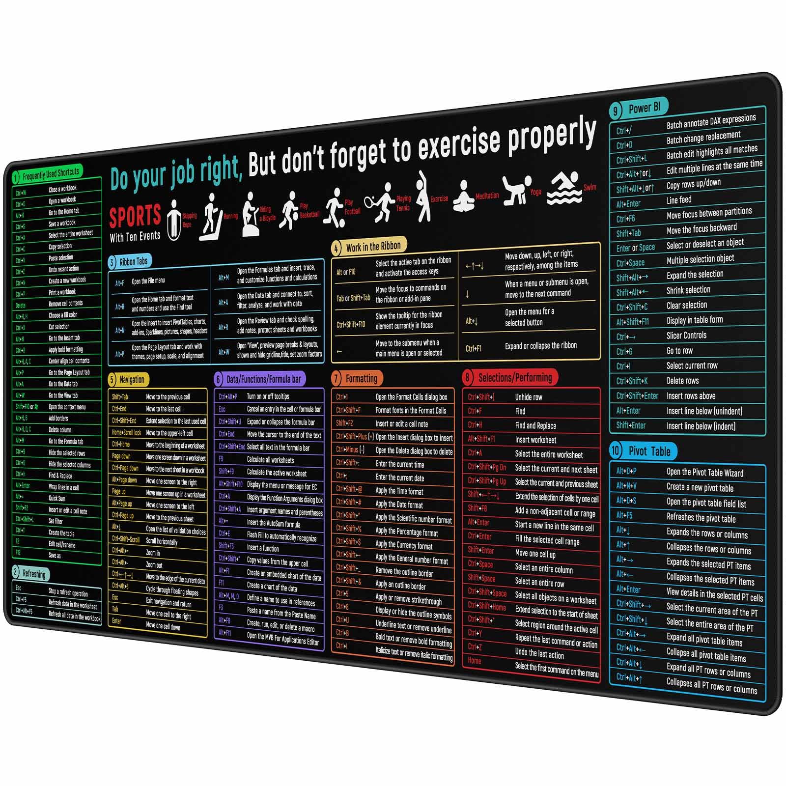 JIALONG Large Gaming Mouse Pad Extended Desk Mat XXL Mousepad with Non-Slip Keyboard Pad for Office Laptop, Computer and PC - 35.4 x 15.7 inches World Map