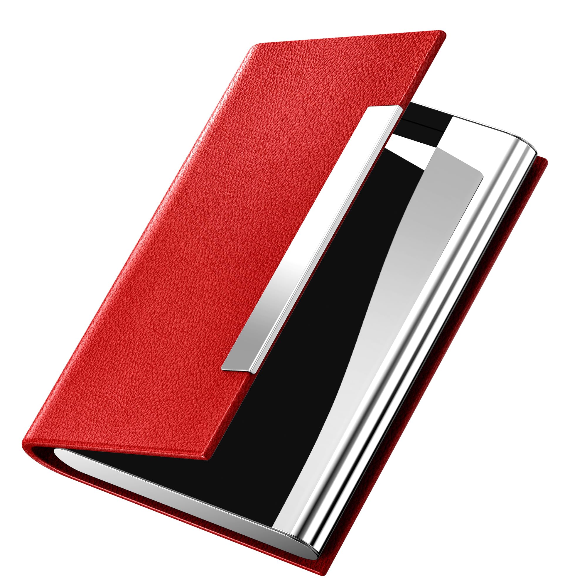 Padike Business Card Holder/ Case Professional PU Leather & Stainless Steel Multi Wallet Credit Card ID Case/Holder for Men & Women. (Black)