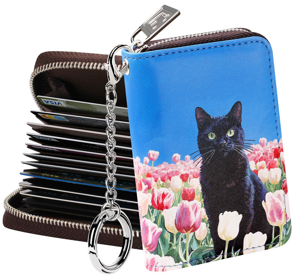 FurArt Zipper Wallet Women RFID Credit Card Holder keychain Wallet