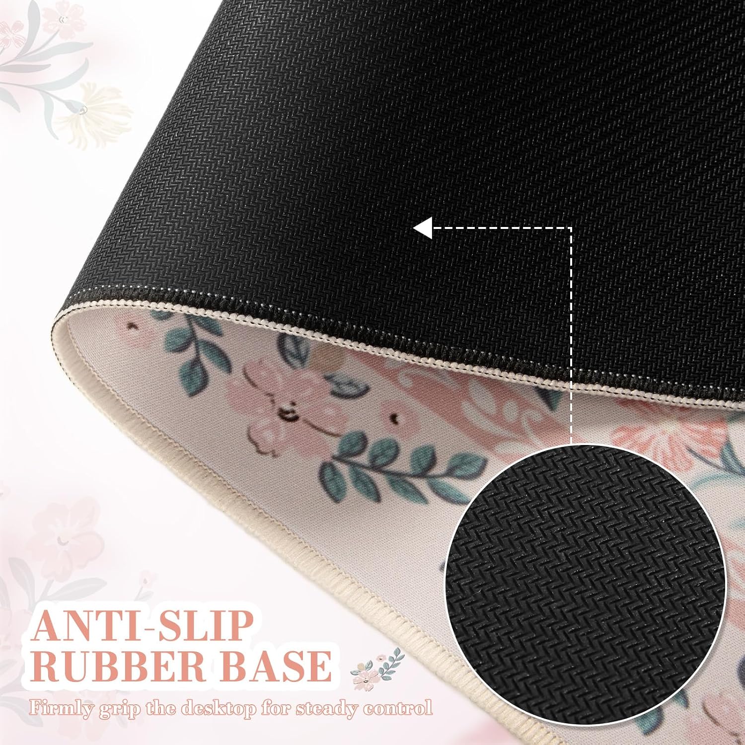 iCasso Desk Mat,Mouse Pad for Office Desk,35.4x15.7in,Pink Floral