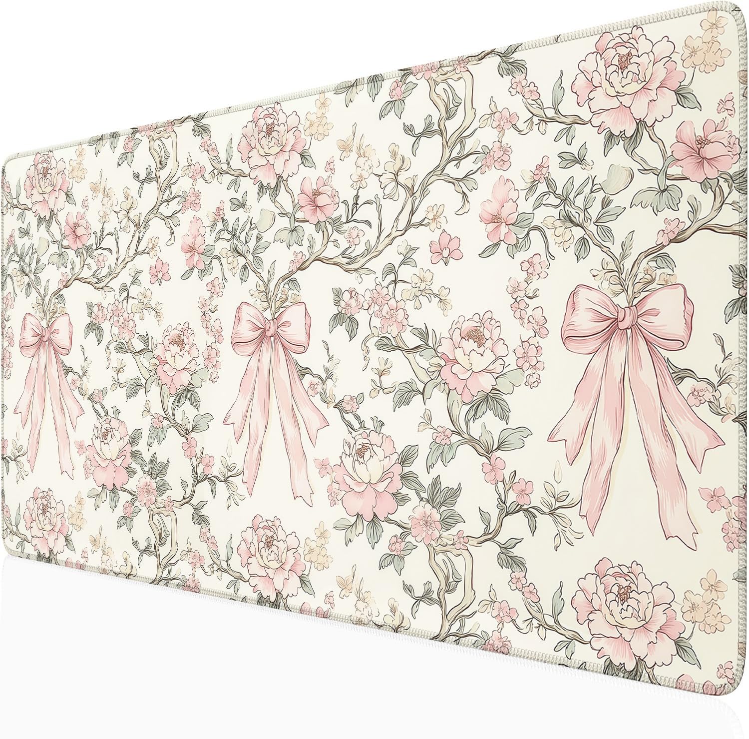 Checkered Desk Mat Cute Pink Pastel XXL Large Mouse Pad Aesthetic Boho Desk Pad with Stitched Edges, Office Decor Keyboard Pad Mouse Mat for Computer