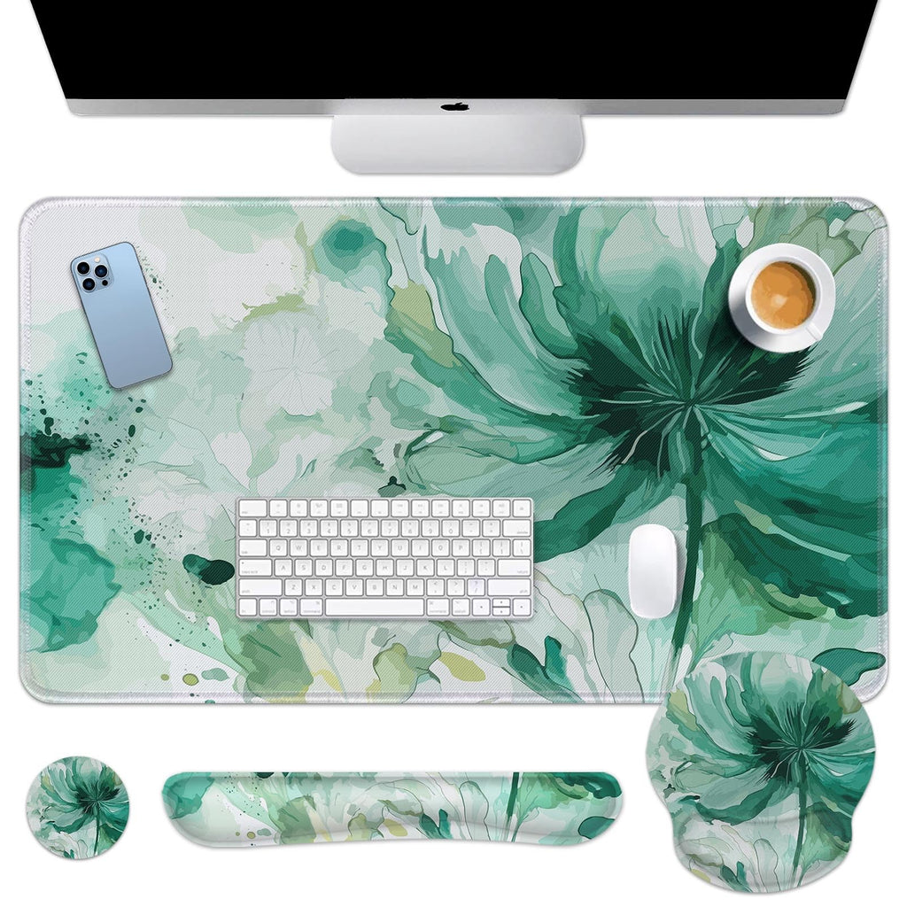 Britimes Keyboard Mouse Pad Set, 4 in 1 Desk Mat Set, Pink Rose Gold