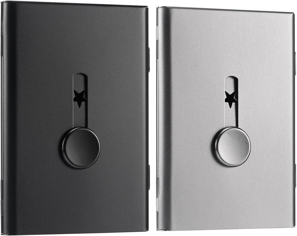 Tatuo 2 Pcs Business Card Holder Stainless Steel, Black/Gray