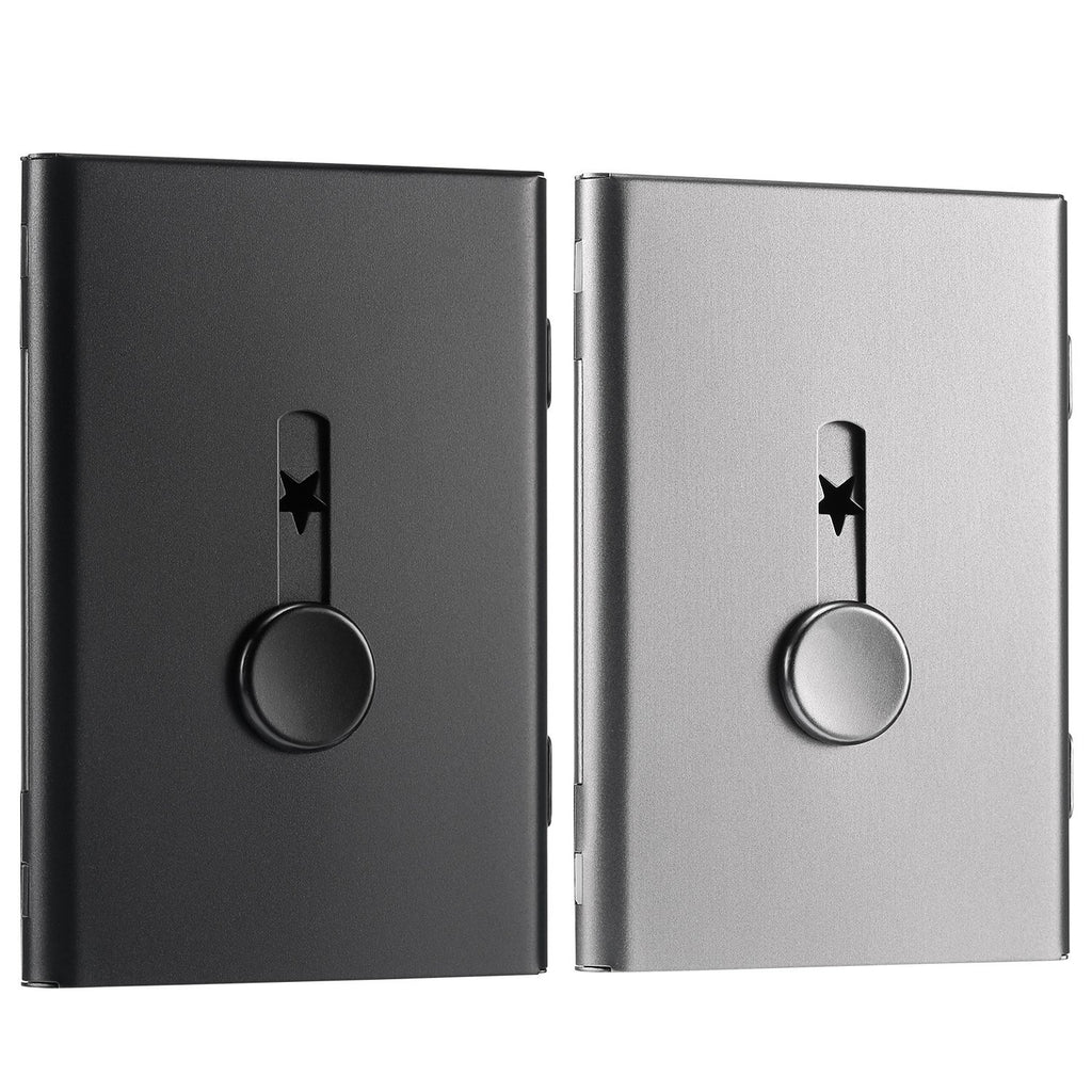 Tatuo 2 Pcs Business Card Holder Stainless Steel, Black/Gray