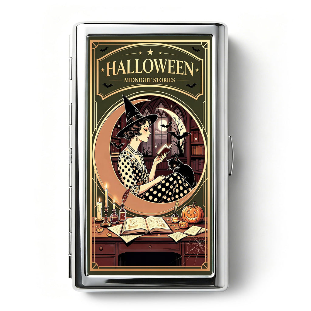 Vintage Art Deco Versatile Card & Cash Case, Slim Metal Wallet for Women Men Credit ID Business Cards (#A)