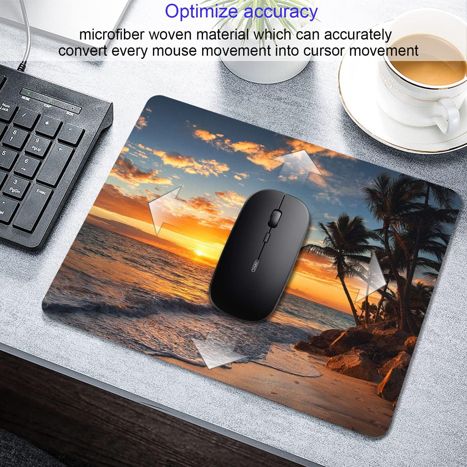 Sunset Beach Mouse pad 9.5"x7.9" Non-Slip 3mm Small Computer Pad