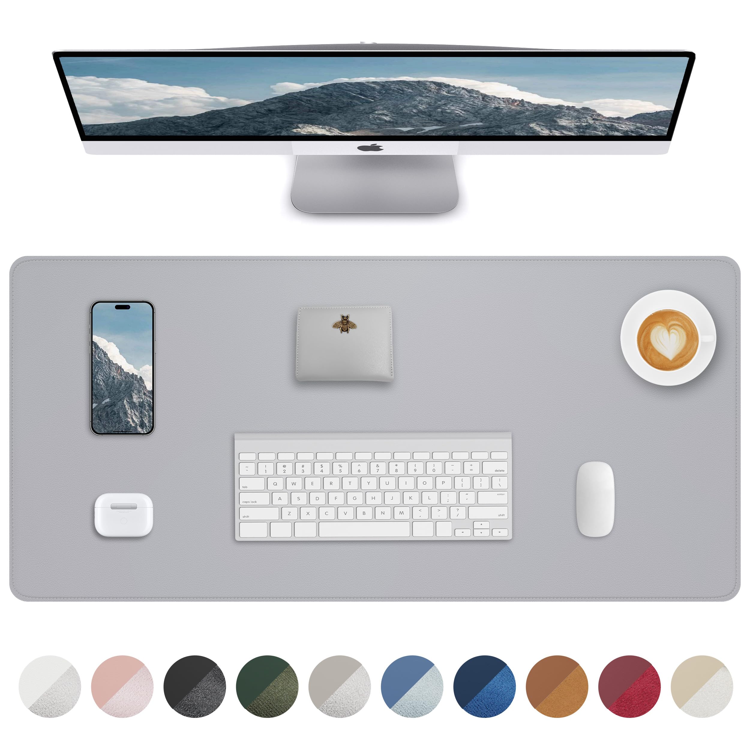 AFIING Large Desk Mat 55" x 24" - PU Leather Desk Pad Protector, Waterproof Non-Slip Extended Mouse Pad for Office Desk, Keyboard, Laptop and Home Workspace (Black)