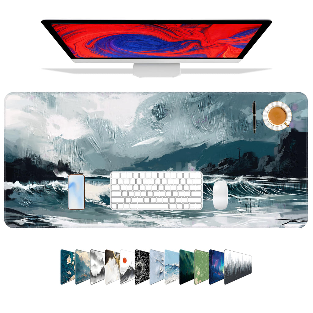 Galdas Mouse Pad For Gaming,Forest Background Pattern XXL XL Large Mouse Mat Long Extended MousePad Desk Mat Non-Slip Rubber Mice Pads Stitched Edges Thin (31.5 x 11.8 x 0.12 Inches) Tree