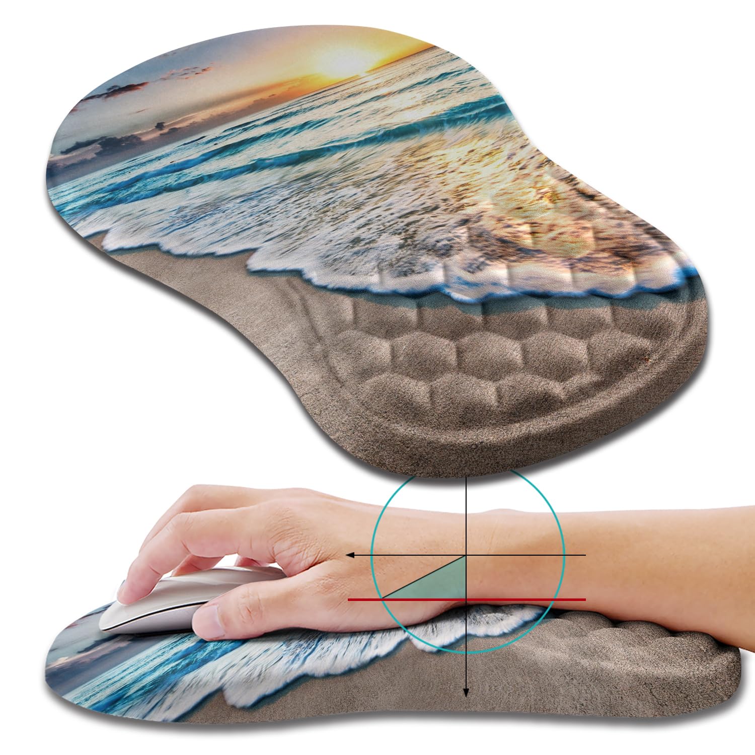 Hokafenle Ergonomic Mouse Pad Wrist Support, Wrist Rest Mousepad for Carpal Tunnel Pain Relief with Integrated Memory Foam Slope Massage Bulge (11.8x7.9 inch,Topographic Contour)