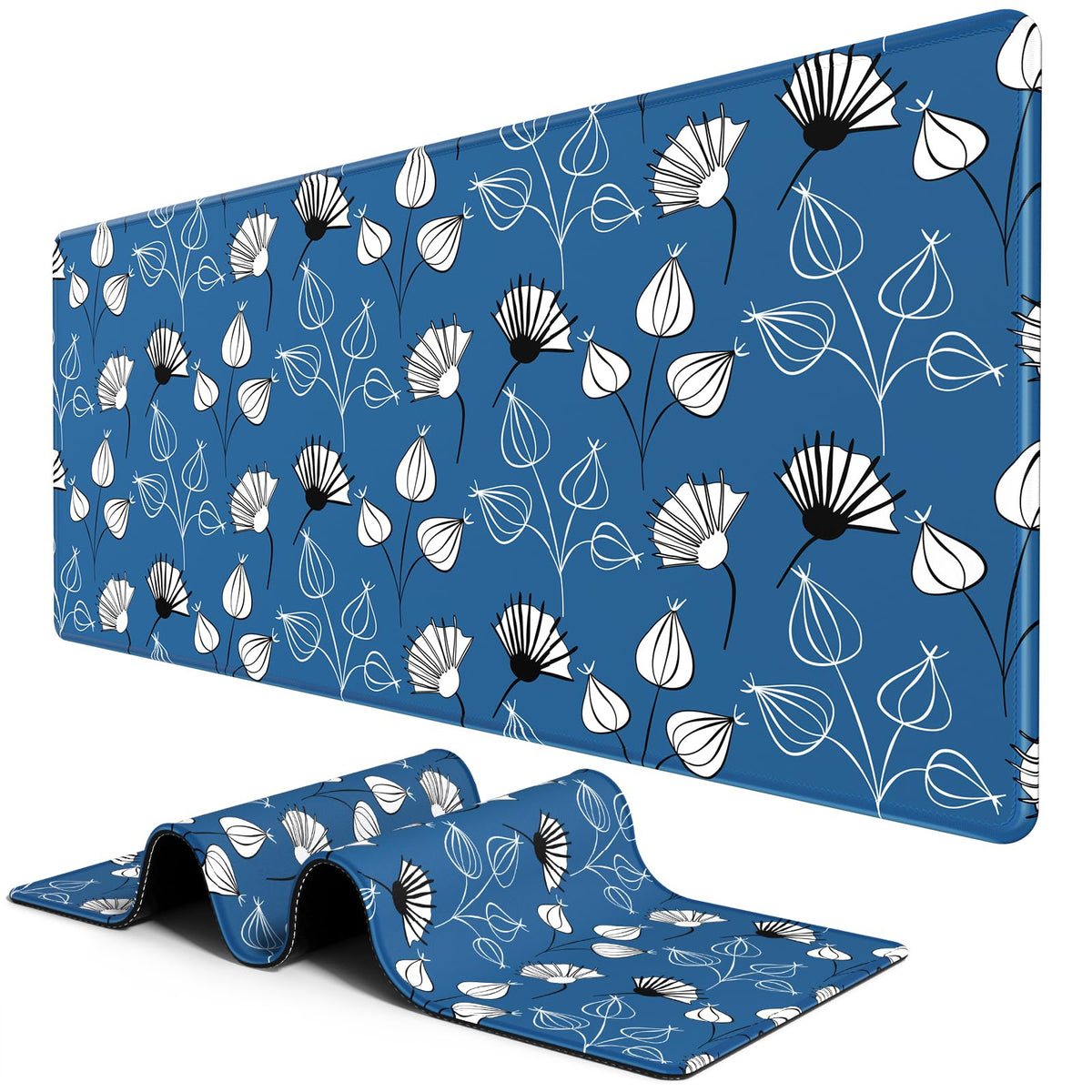 BOSOBO Extended Gaming Desk Mat, XXL Full Cover 31.5 x 11.8 Inches, Black Leopard Print
