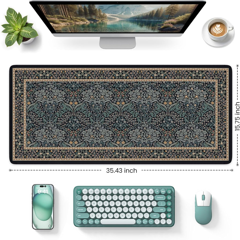 iCasso Desk Cover Mat, Office Mouse Pad,35.4x15.7in,Retro Black