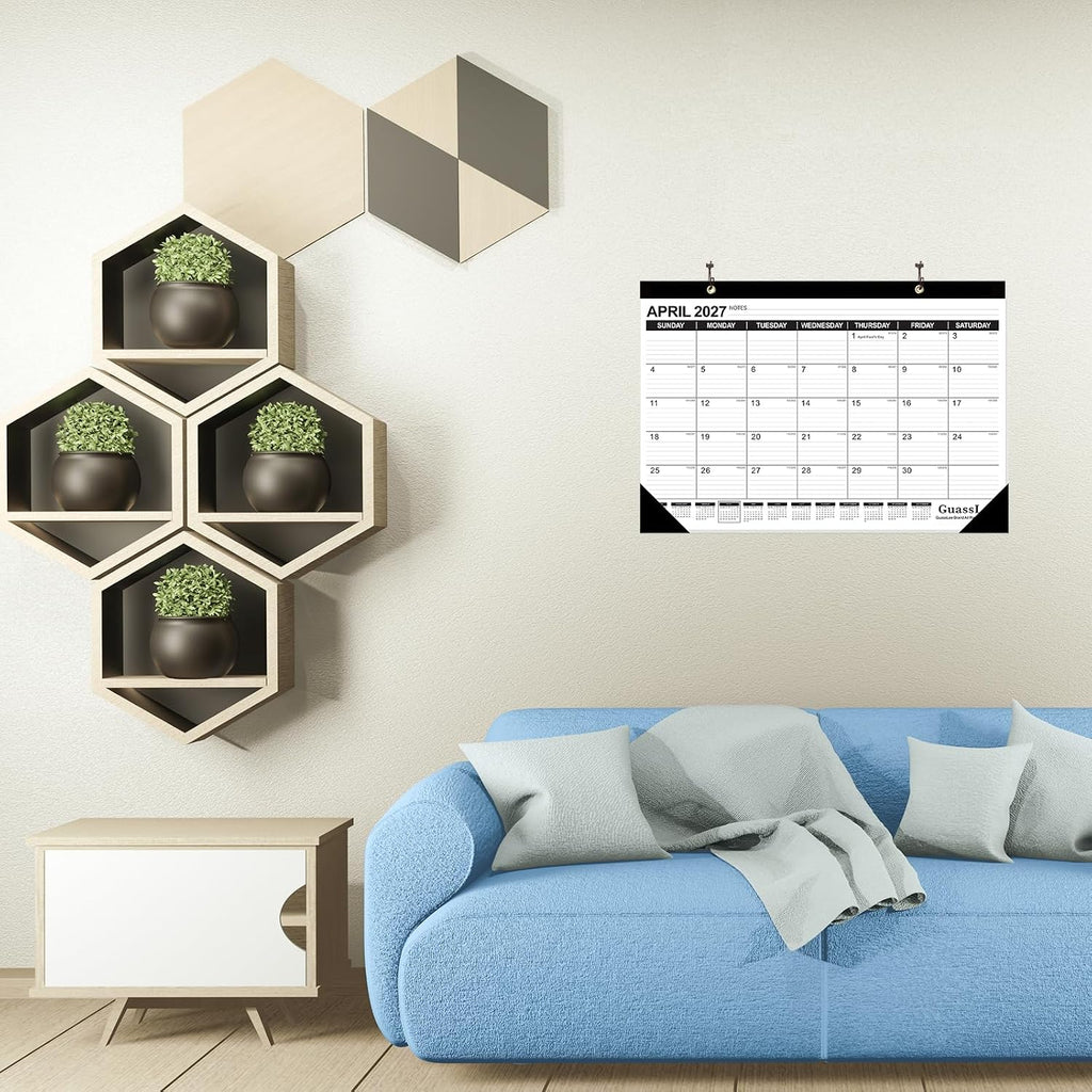 GuassLee Desk Calendar 2026-2027 - 19 Months Academic Calendar 17" × 11.5" Desktop Calendar from Jun. 2026 to Dec. 2027 with Julian Date for Home School Office Desk Top Organizing