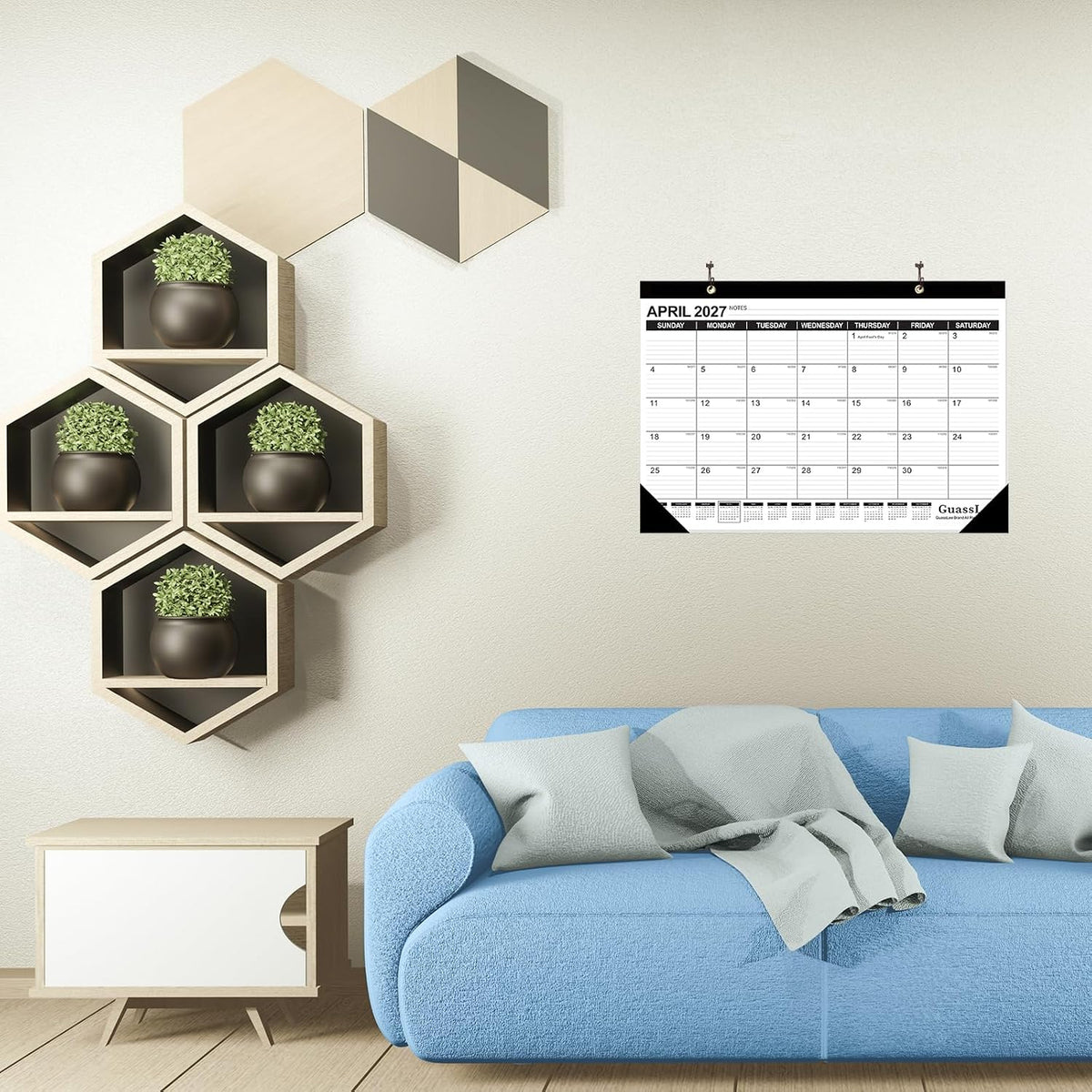 GuassLee Desk Calendar 2026-2027 - 19 Months Academic Calendar 17" × 11.5" Desktop Calendar from Jun. 2026 to Dec. 2027 with Julian Date for Home School Office Desk Top Organizing