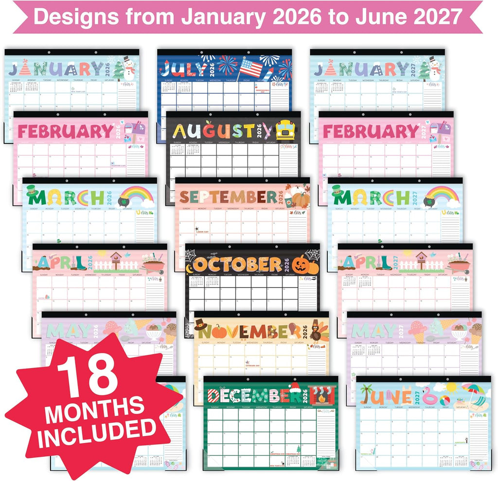 Large Teacher Desk Calendar 2026-2027 - Desktop Calendar 2026