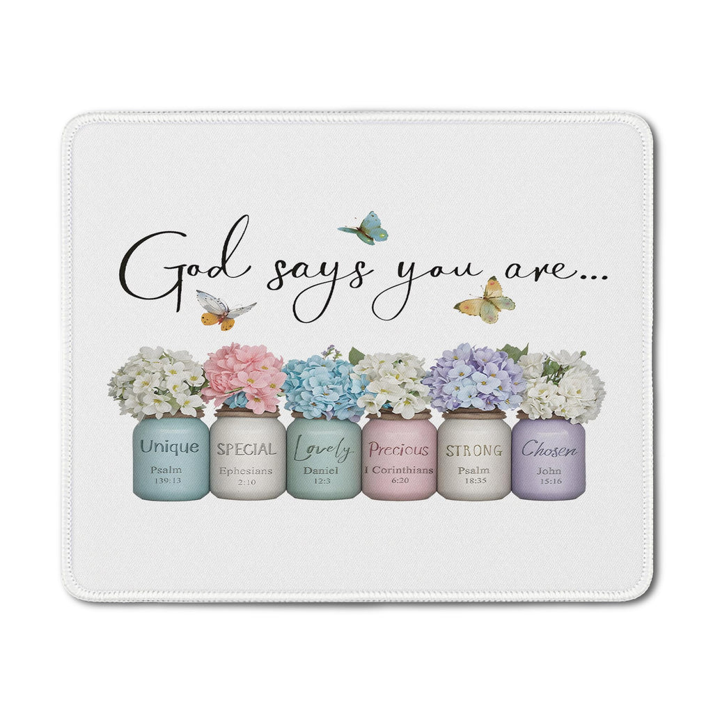 Inspirational Christian God Says I Am Mouse Pad, Minimalist Boho Floral Bible Verse Affirmation Mouse Pads Mousepad for Home Office Dorm Computers Laptop Supplies Desk Accessories, 9.5x7.9 Inch