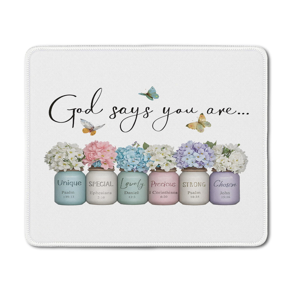 Inspirational Christian God Says I Am Mouse Pad, Minimalist Boho Floral Bible Verse Affirmation Mouse Pads Mousepad for Home Office Dorm Computers Laptop Supplies Desk Accessories, 9.5x7.9 Inch