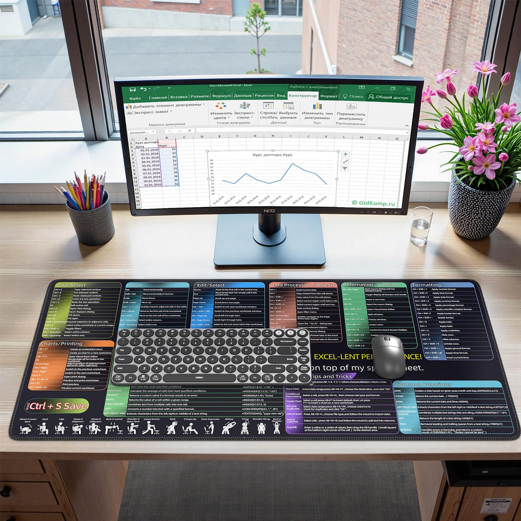 iCasso Desk Cover Mat, Office Mouse Pad,35.4x15.7in,Retro Black