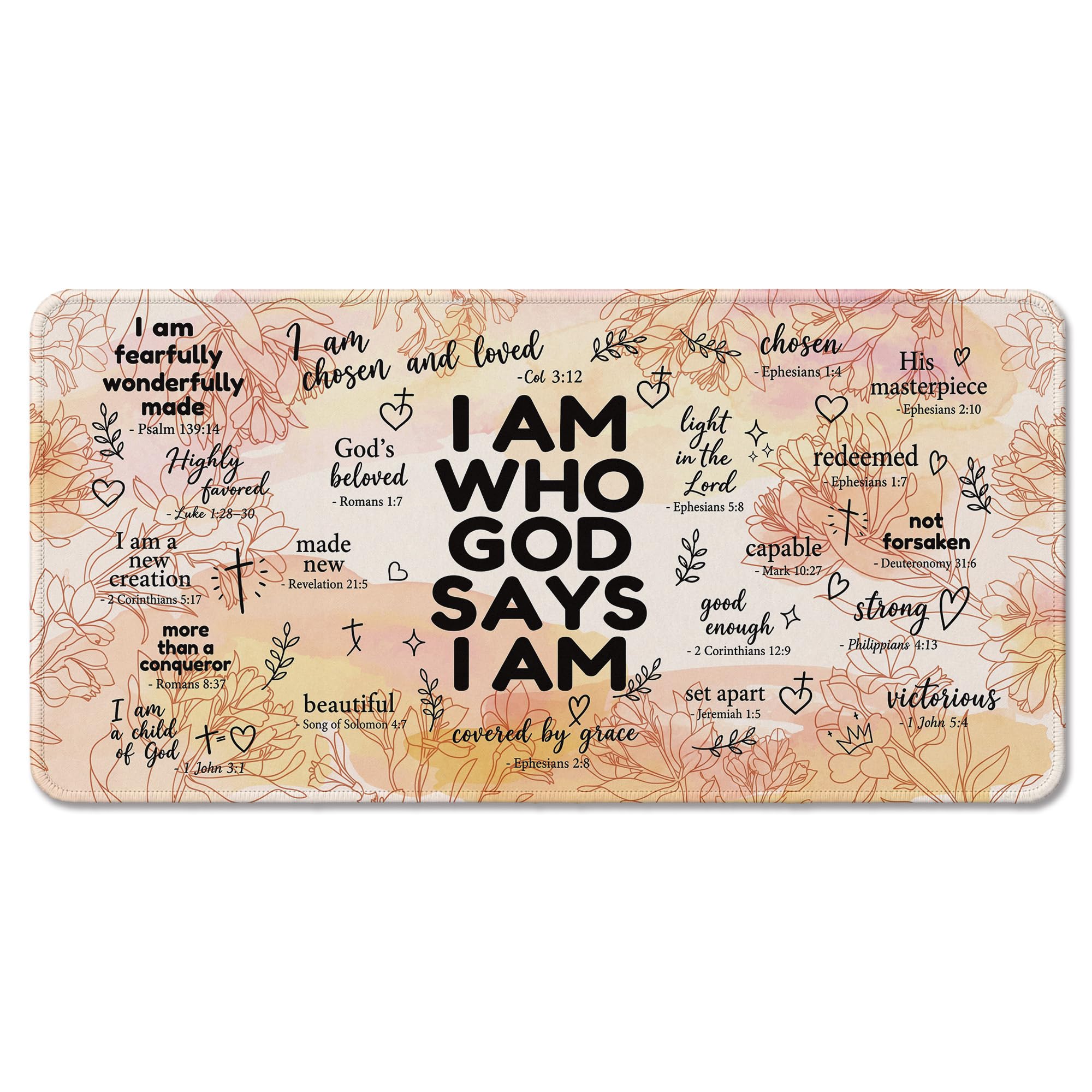 Inspirational Christian God Says I Am Mouse Pad, Minimalist Boho Floral Bible Verse Affirmation Mouse Pads Mousepad for Home Office Dorm Computers Laptop Supplies Desk Accessories, 9.5x7.9 Inch