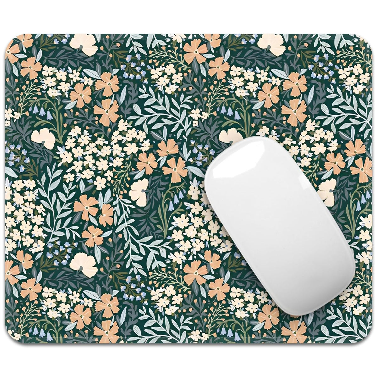 FROGIGO Mouse Pad with Stitched Edges - Cute Floral Mousepad for Women, 9.25 x 7.75 inch Washable Square Desk Pad, Non-Slip Rubber Base, Office Home Laptop Accessories - Vintage Garden