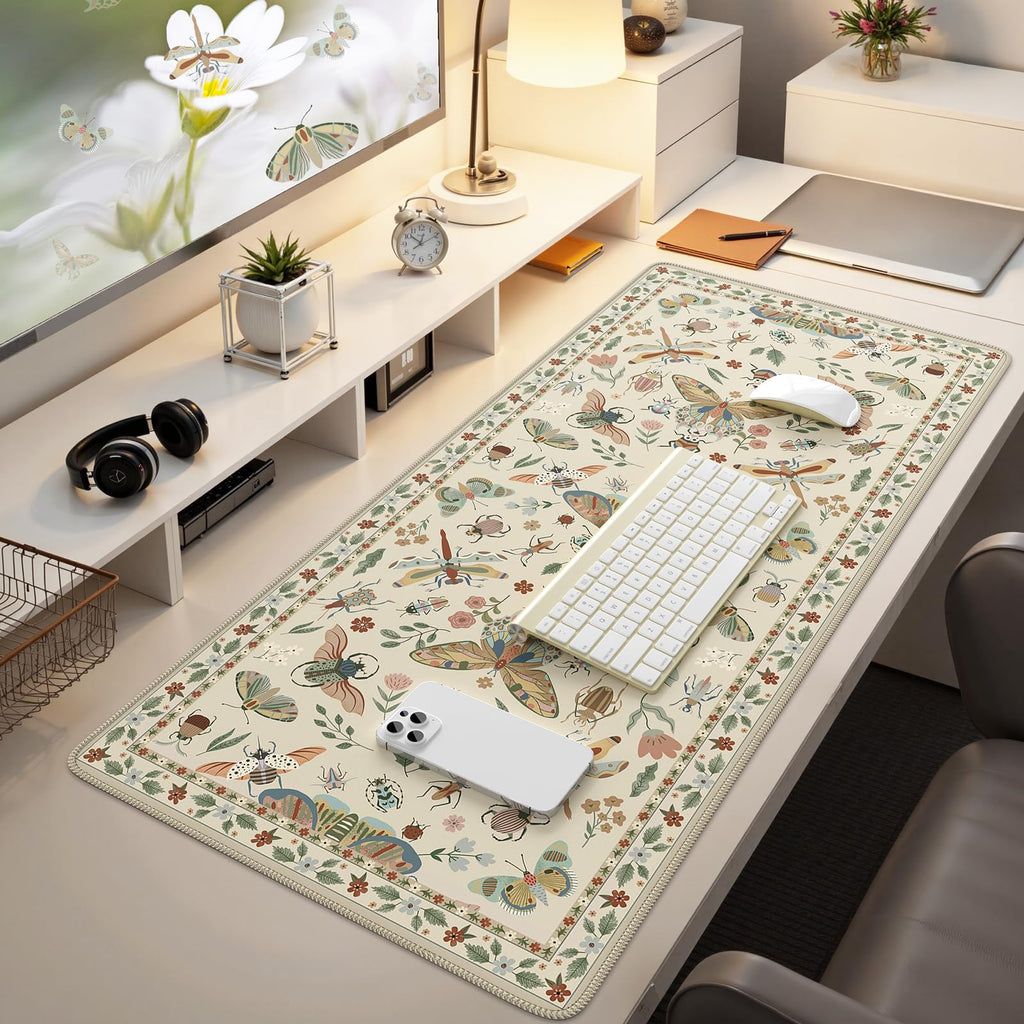 iCasso Desk Cover Mat, Office Mouse Pad,35.4x15.7in,Retro Black