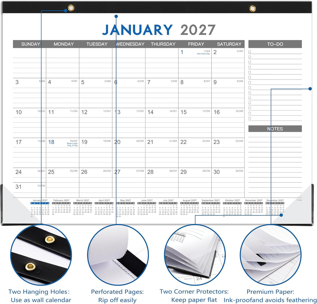 2027 Desk Calendar - 12 Months Calendar from January 2027 to December 2027
