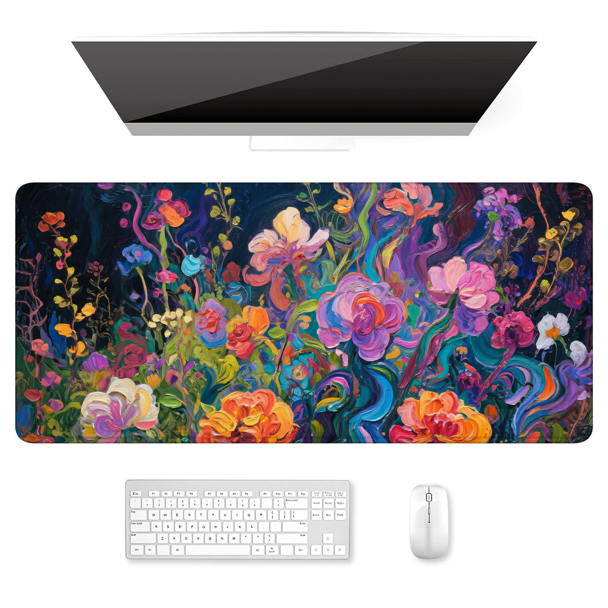 Auhoahsil Desk Mat, Ultra Large Mouse Pad, XXL Gaming Mousepad, Green Tropical Leaves Deskpad, Big Extended Full Size Mouse Pad, Desktop Desk Matt for Keyboard, Laptop & Computer, 35.5 x 15.7 in