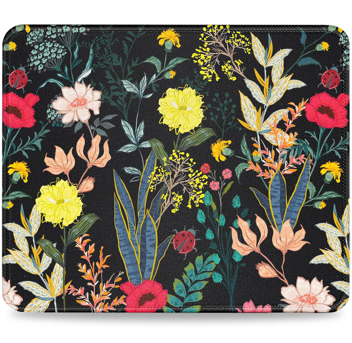 JIKIOU Mouse Pad with Stitched Edge, Perfect Size-10.2x8.3in Black