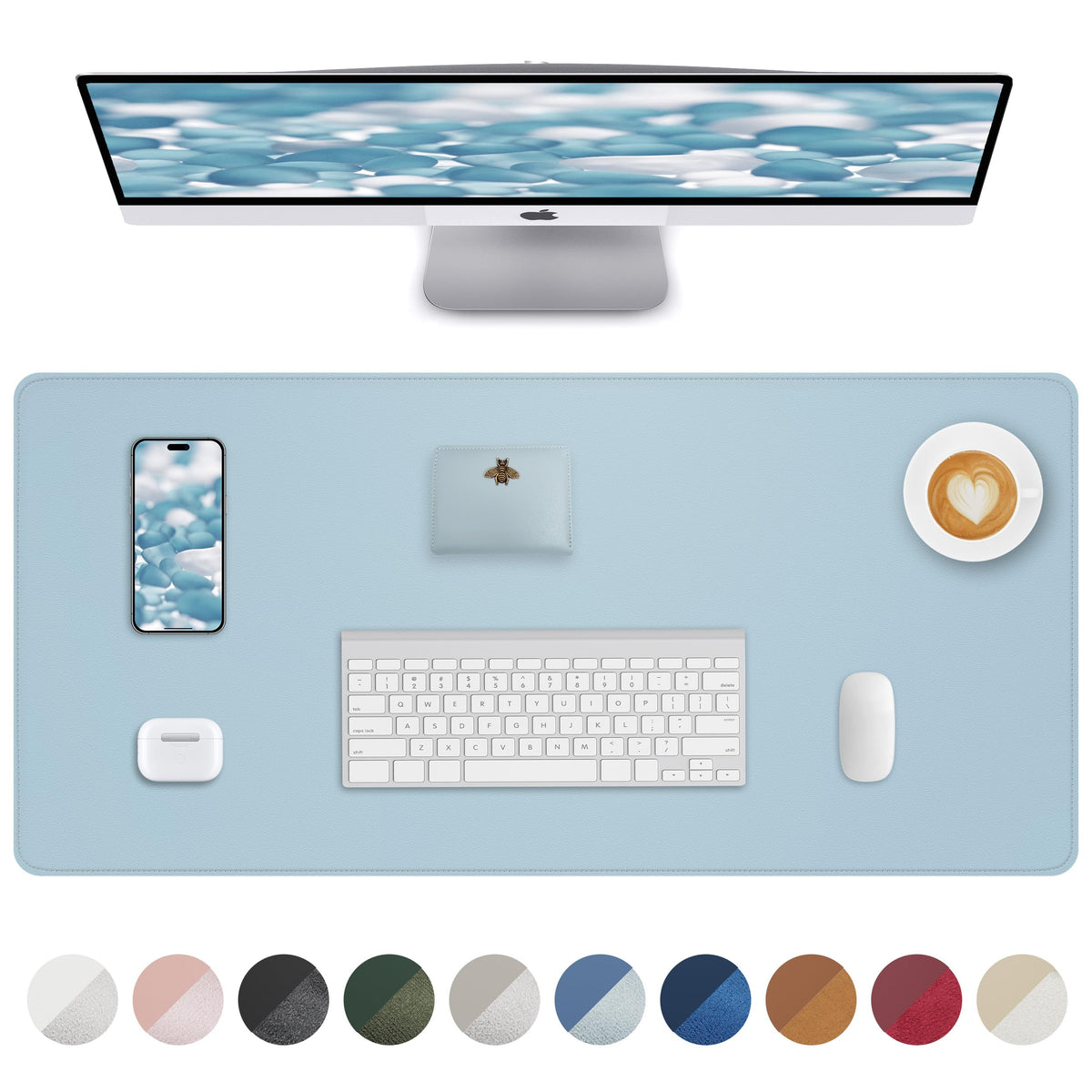 AFIING Large Desk Mat 55" x 24" - PU Leather Desk Pad Protector, Waterproof Non-Slip Extended Mouse Pad for Office Desk, Keyboard, Laptop and Home Workspace (Black)