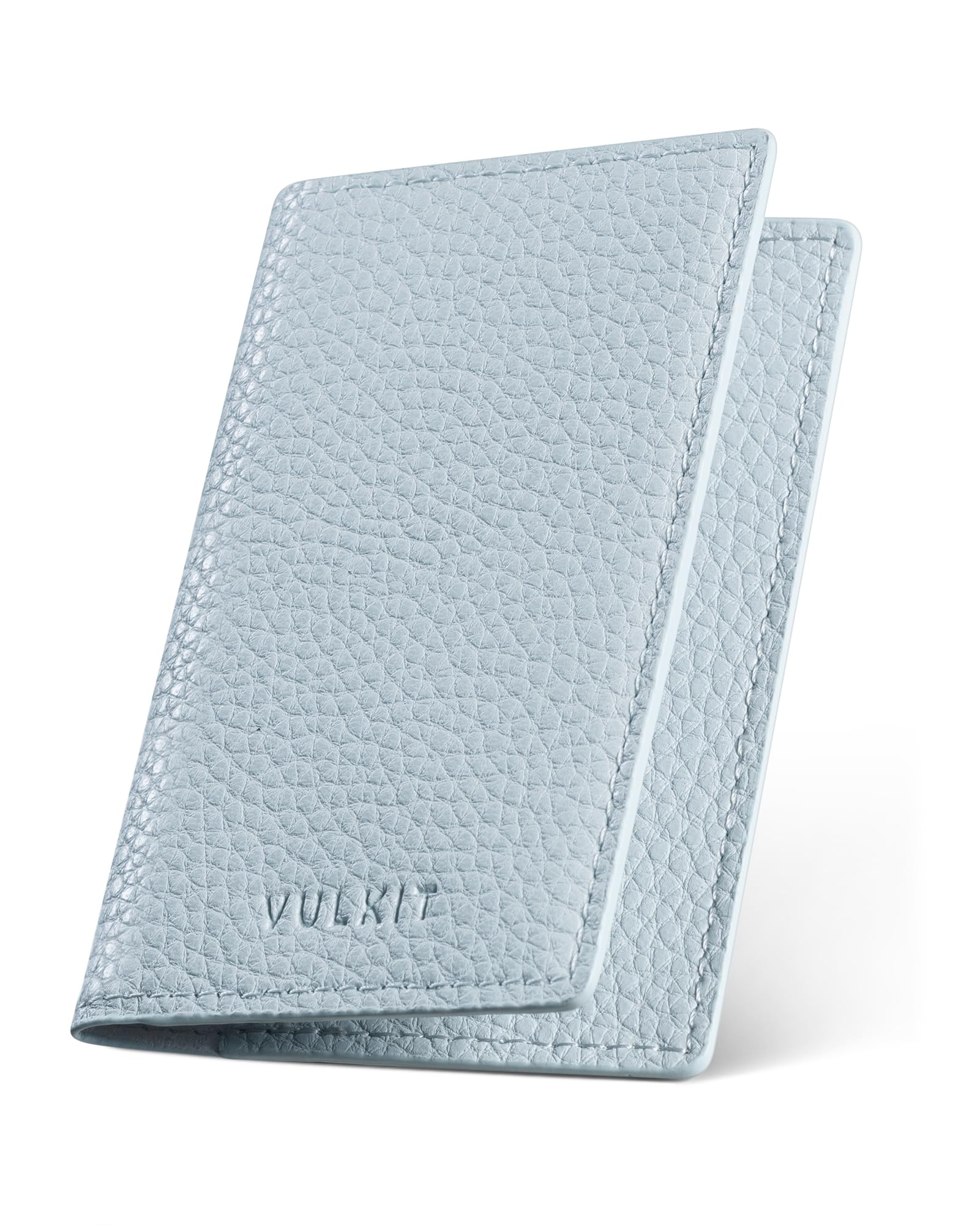 VULKIT Leather Business Card Holder 2 Sided Slim Business Name Card Organizer for Men or Women, Up to hold 20 cards (Vintage Brown)