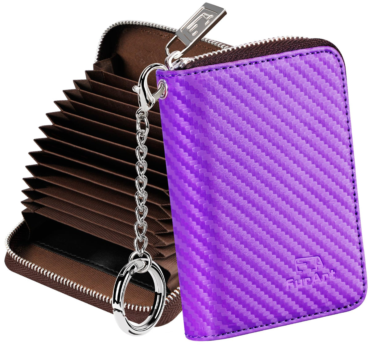 FurArt Zipper Wallet Women RFID Credit Card Holder keychain Wallet