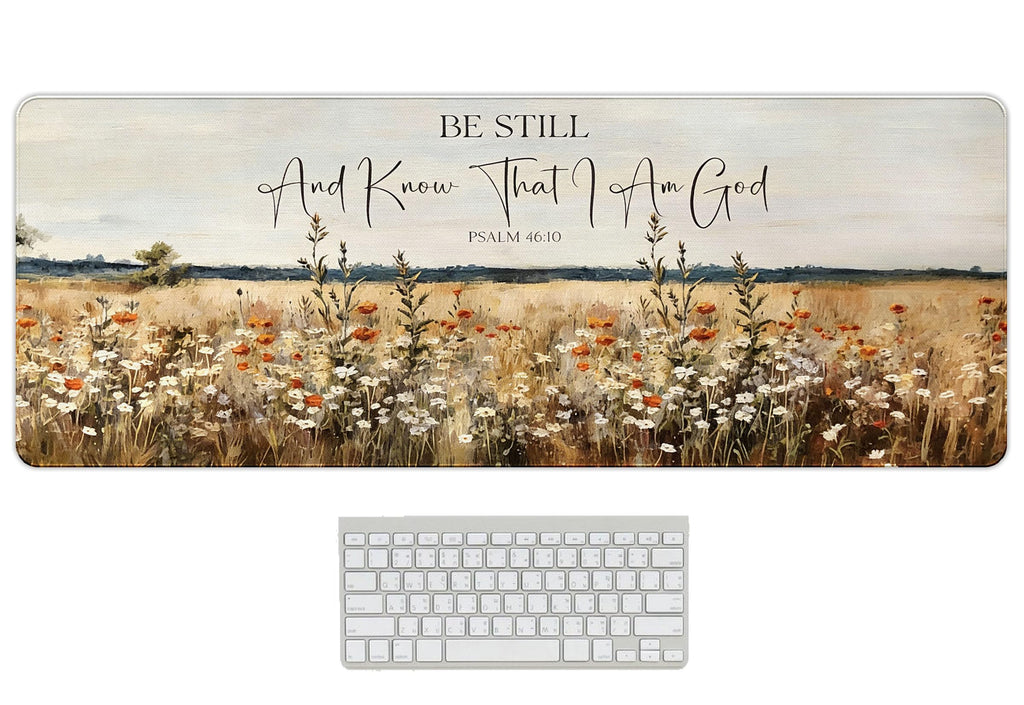 UTELKA Blue Desk Mat, Flroal Desk Matt for Desktop Mouse Pad 31.5x11.8