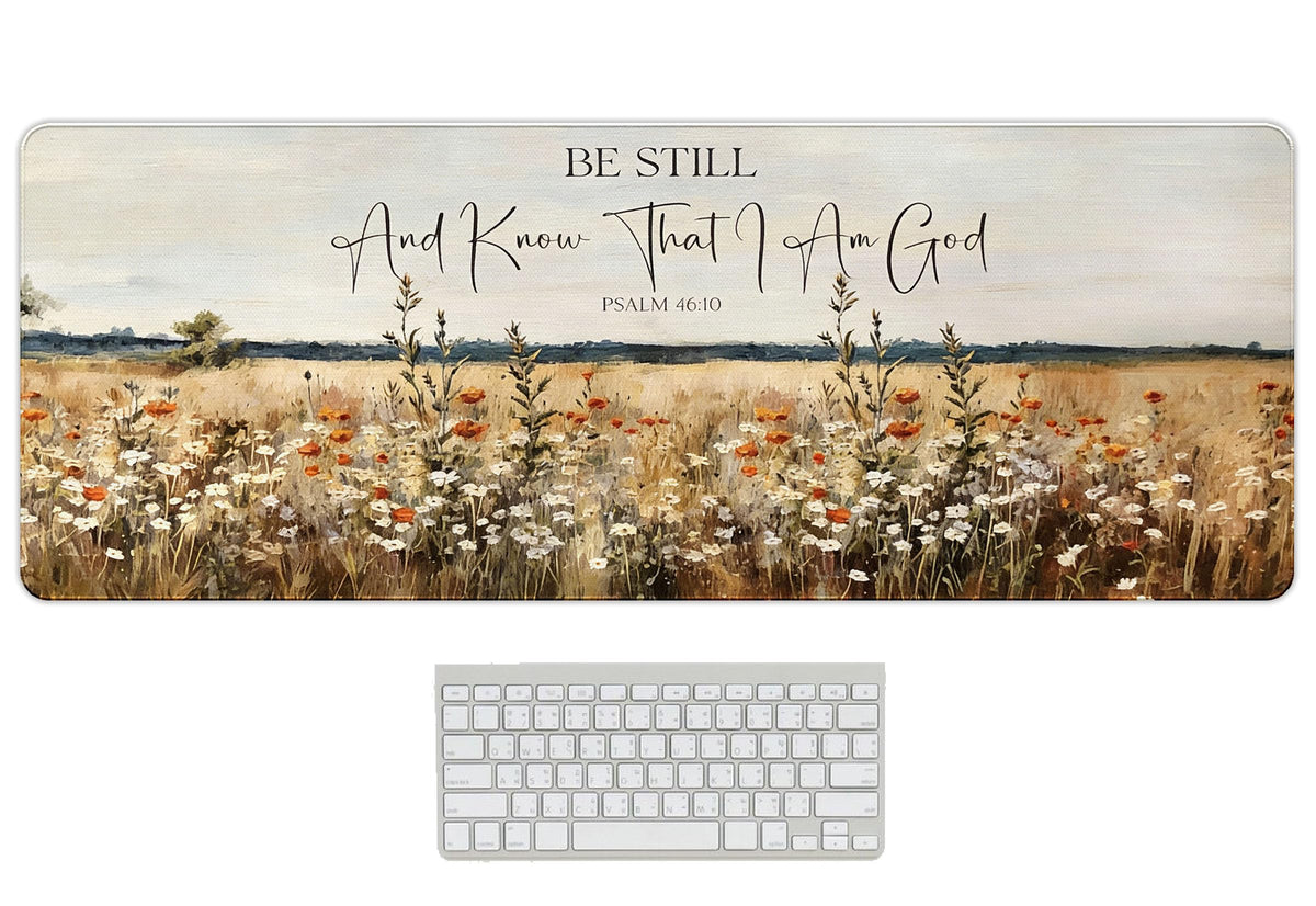 UTELKA Blue Desk Mat, Flroal Desk Matt for Desktop Mouse Pad 31.5x11.8
