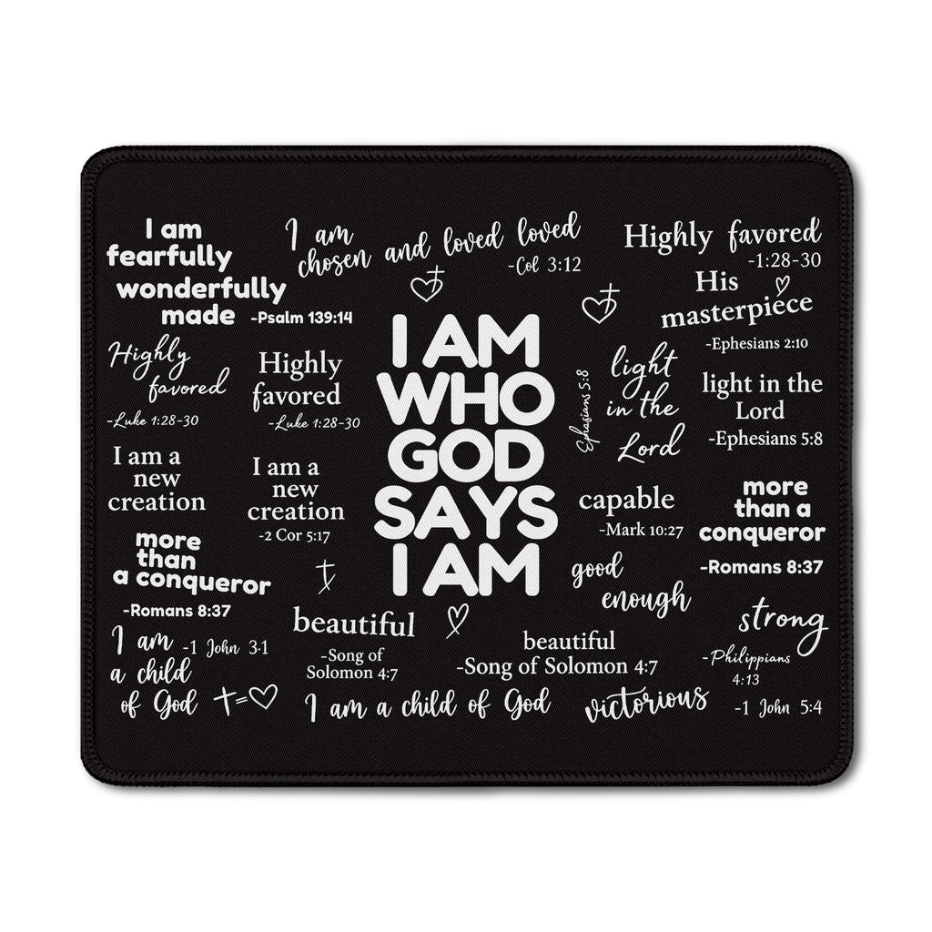 Inspirational Christian God Says I Am Mouse Pad, Minimalist Boho Floral Bible Verse Affirmation Mouse Pads Mousepad for Home Office Dorm Computers Laptop Supplies Desk Accessories, 9.5x7.9 Inch