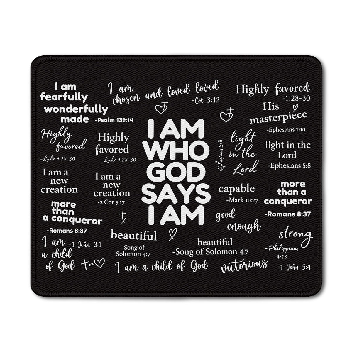 Inspirational Christian God Says I Am Mouse Pad, Minimalist Boho Floral Bible Verse Affirmation Mouse Pads Mousepad for Home Office Dorm Computers Laptop Supplies Desk Accessories, 9.5x7.9 Inch