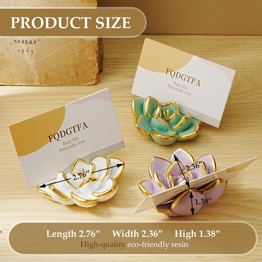 Succulent Business Card Holders for Desk, Cute Resin Business Card Display Stand Modern Vertical Name Card Holders for Office/Exhibition/Home/Restaurant, Unique Gifts for Men Women