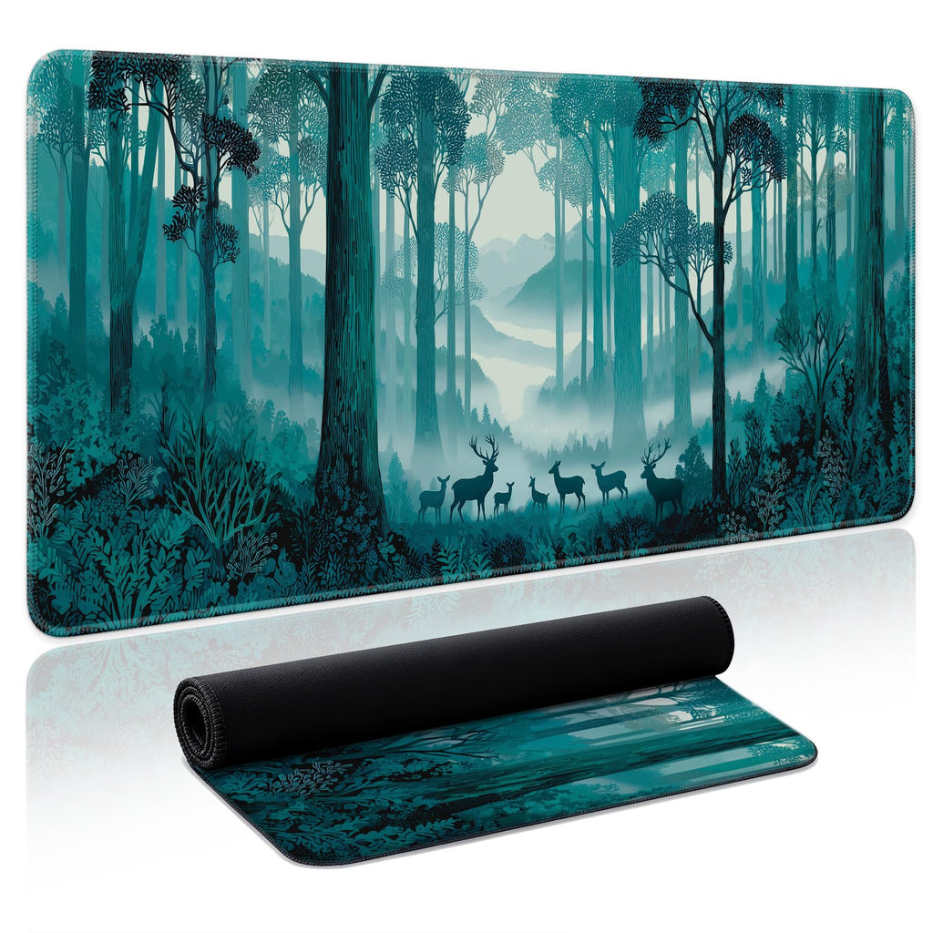 Aesthetic Desk Mat, Cute Enchanted Garden Desk Pad Protector for Work & Decor, 31.5" x 11.8", Pretty Non-Slip Extended Mouse Pad for Office or Home