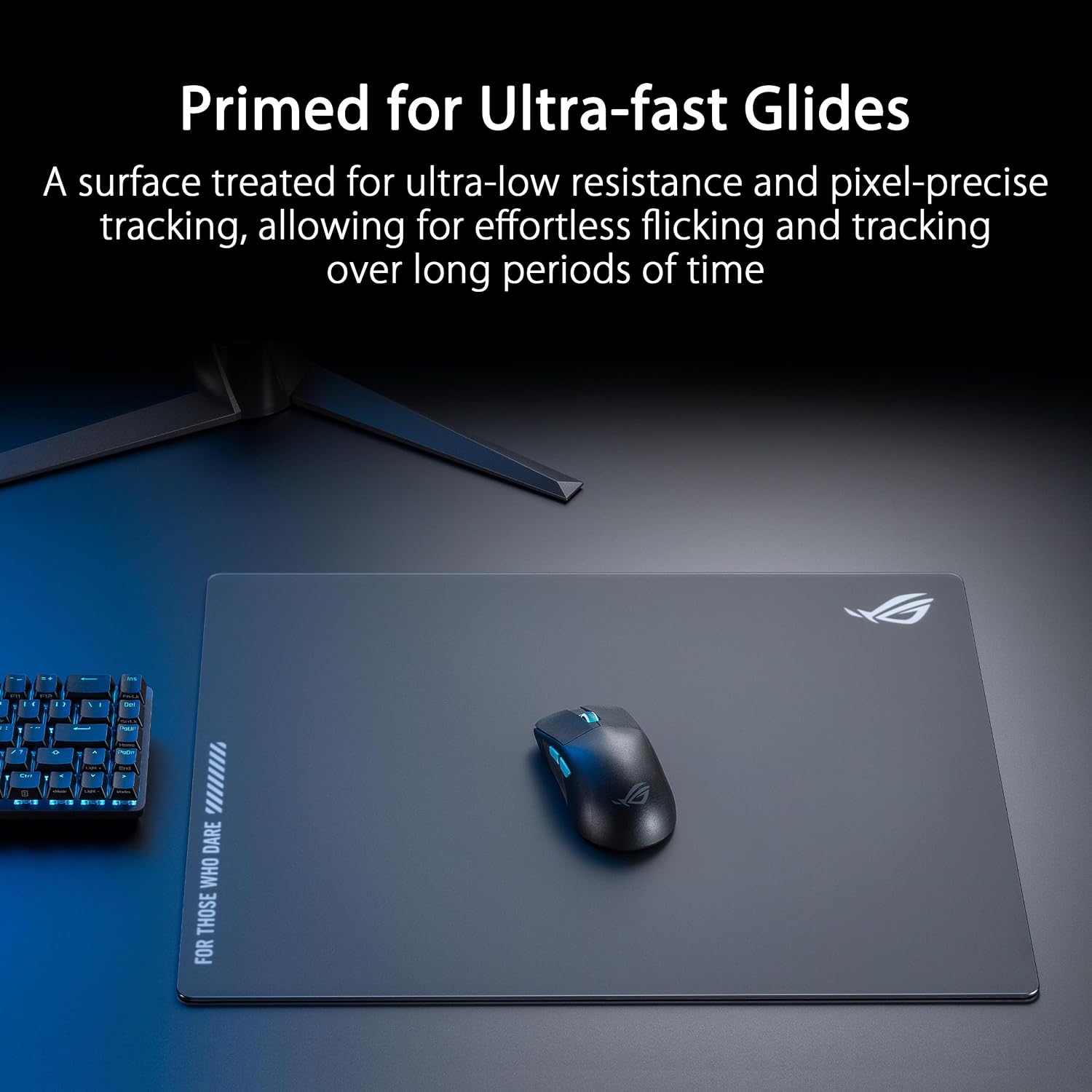 ASUS ROG Moonstone Ace L Glass Gaming Mouse Pad, 19.7” x 15.7” - Black