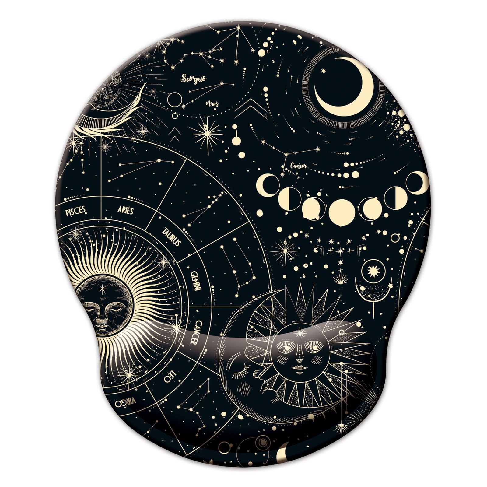Mouse Pad with Wrist Support, Ergonomic Mouse Pad with Memory Foam Wrist Rest Cushion, Non-Slip Rubber Base Gaming Mice Pad for Home Office Computer Laptop, Flower Black