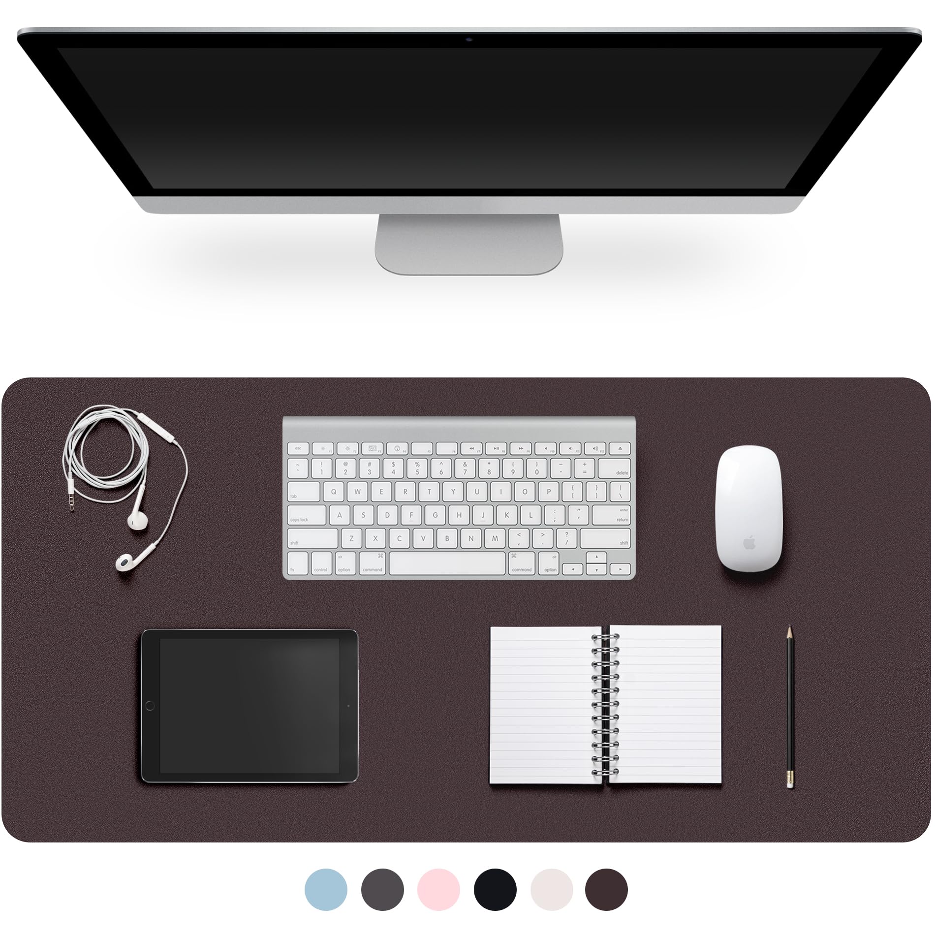 Leather Desk Pad Protector,Non-Slip Desk Pad(Black, 23.6" x 13.7")