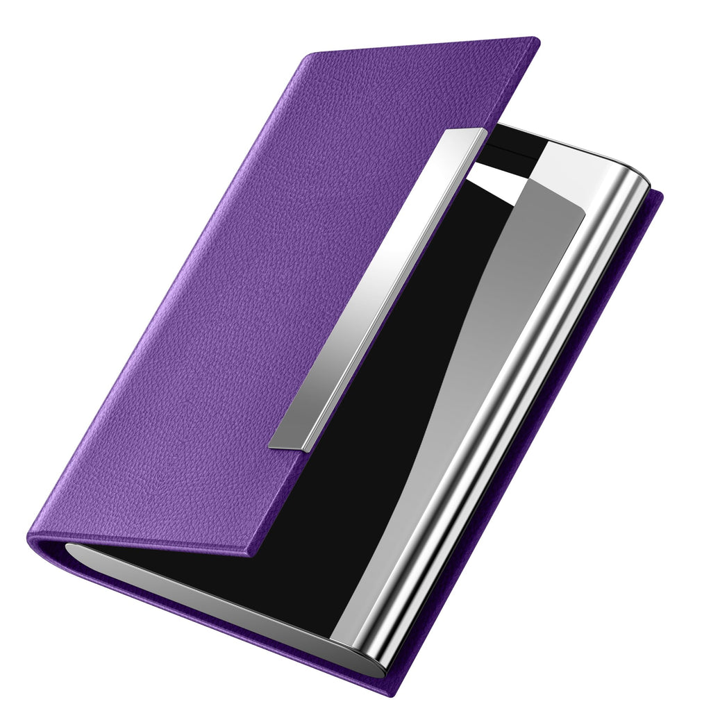 Padike Business Card Holder/ Case Professional PU Leather & Stainless Steel Multi Wallet Credit Card ID Case/Holder for Men & Women. (Black)