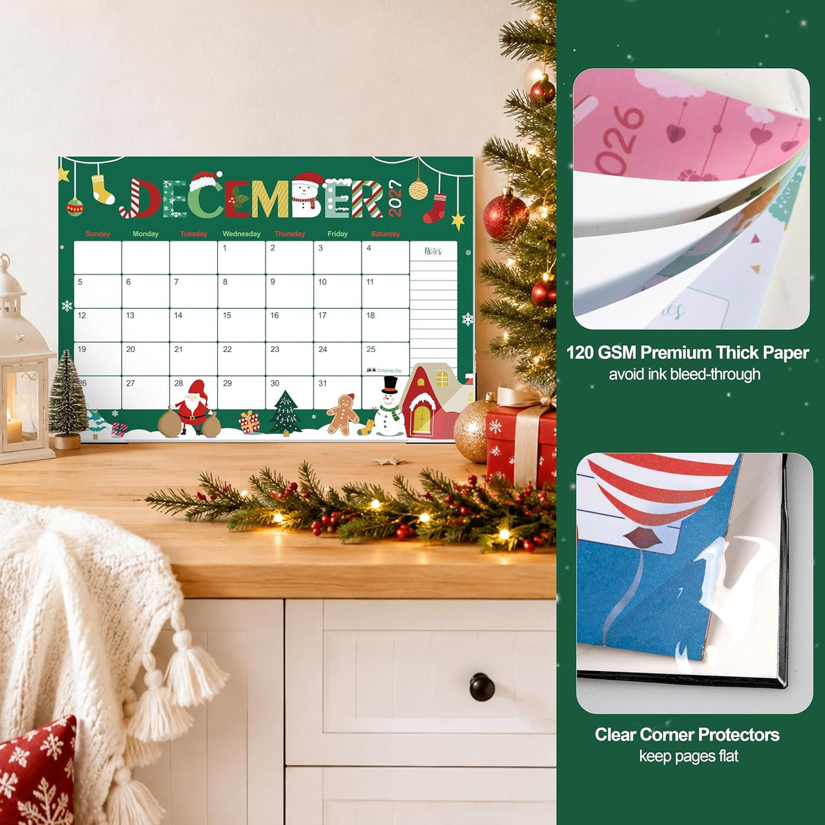 GuassLee Desk Calendar 2027, 21 Month Oct 2026-Jun 2028, 17"x11.5"
