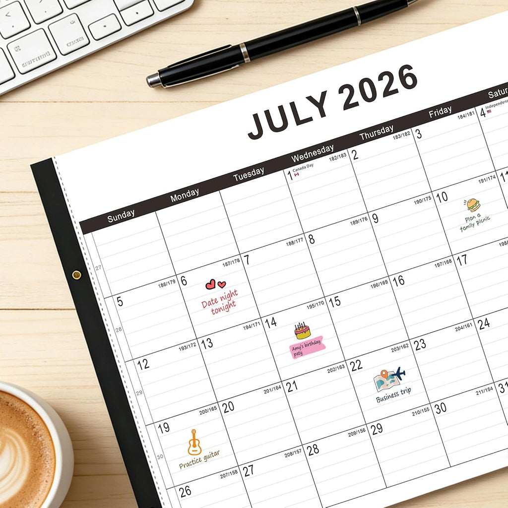 Desk calendar 2026-2027 22"x17" Desk Top Calendar with plastic cover