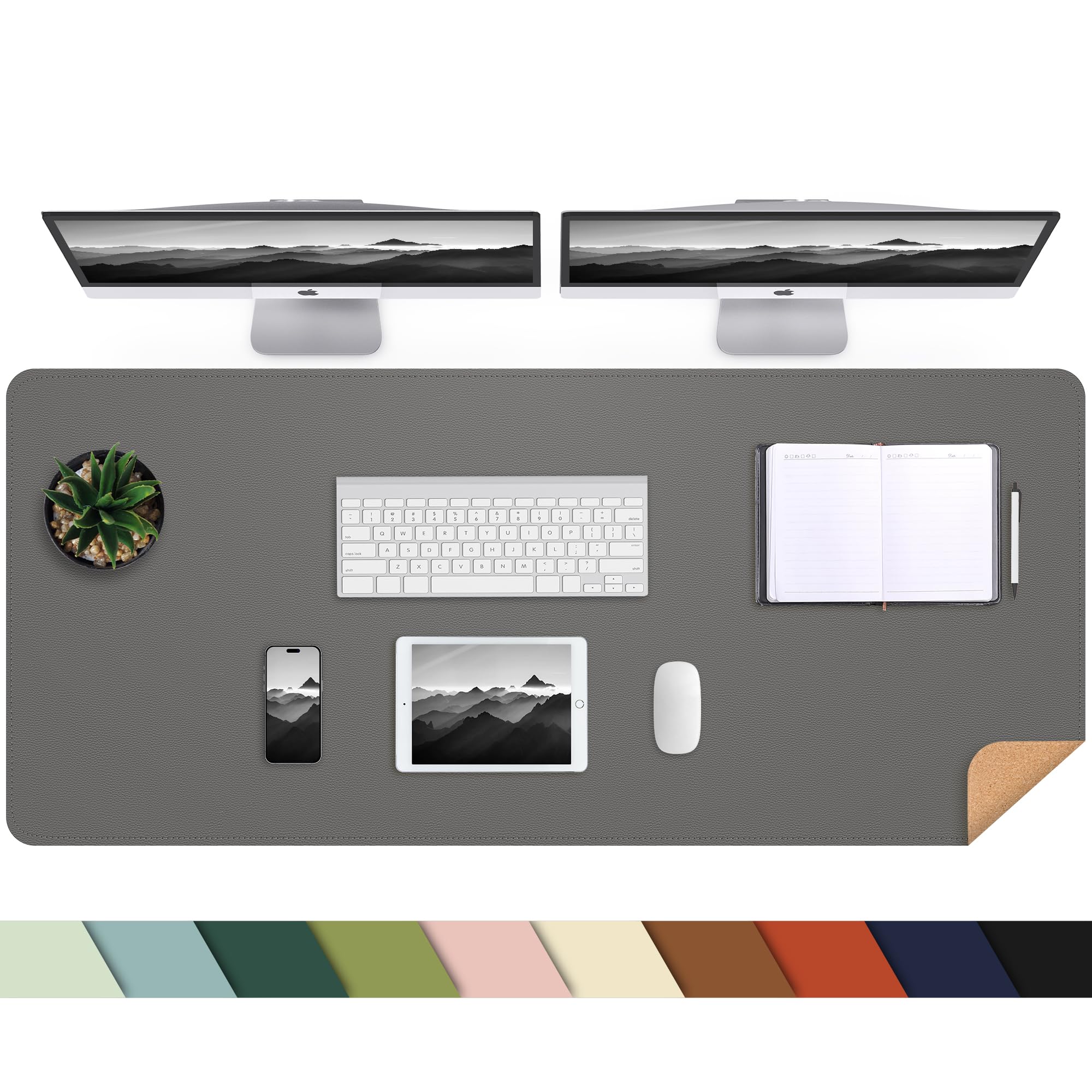 AFIING Large Desk Mat, 47" x 17", Black