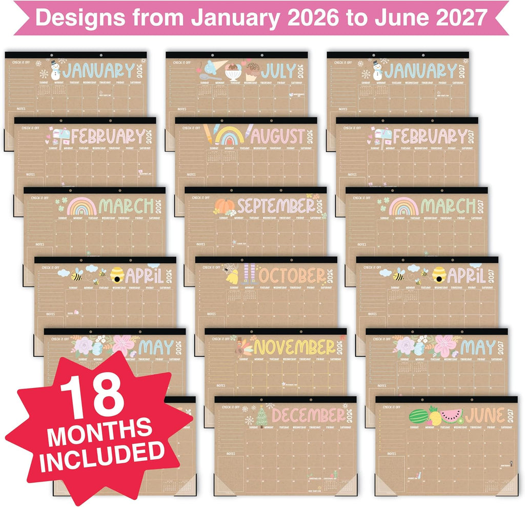 Large Teacher Desk Calendar 2026-2027 - Desktop Calendar 2026