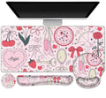 Gaming Mouse Pad Large Desk Mat, Cute Purple Marble Rose Desk Pad Protector
