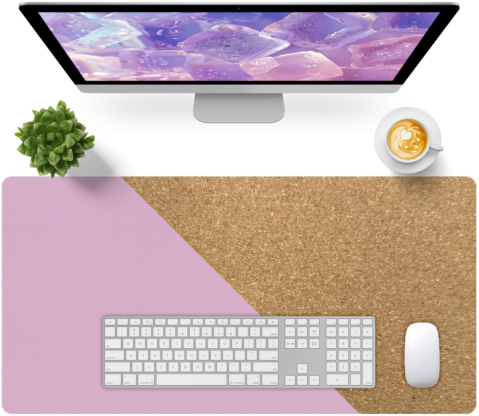 Bloss Leather Desk Pad and Keyboard Wrist Rest, Large Mouse Pad + Keyboard Pad+Mouse Wrist Support, Non-Slip Desk Mat Protector for Office, Home(31.5×15.7 Inches,Beige)