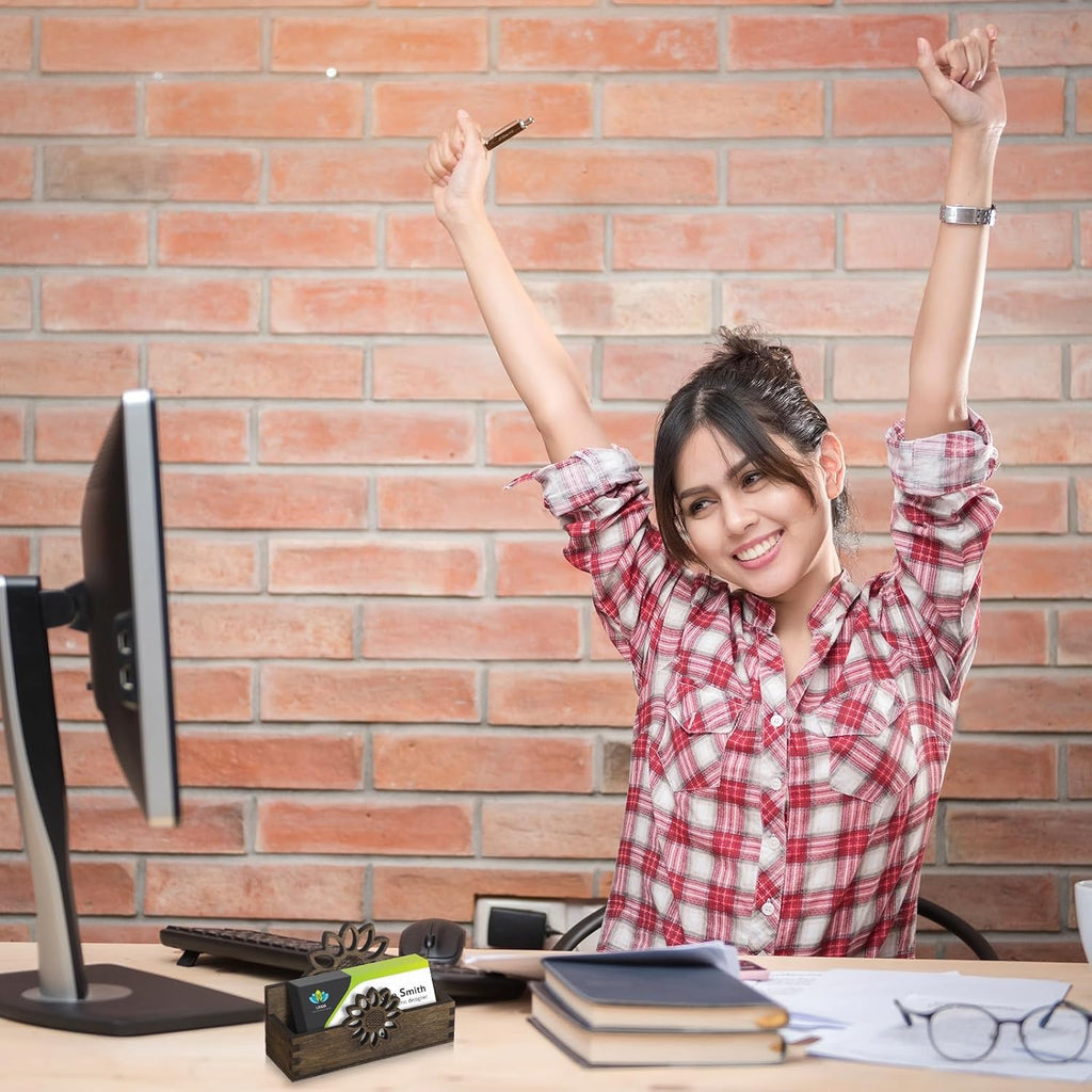 Tatuo 2 Pcs Business Card Holder for Desk Cute Business Card Holder