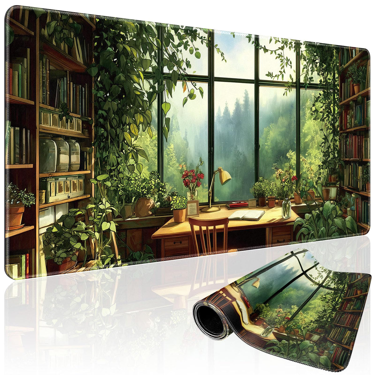Mystical Gothic Library Large Gaming Mouse Pad Desk Mat 31.5x15.7
