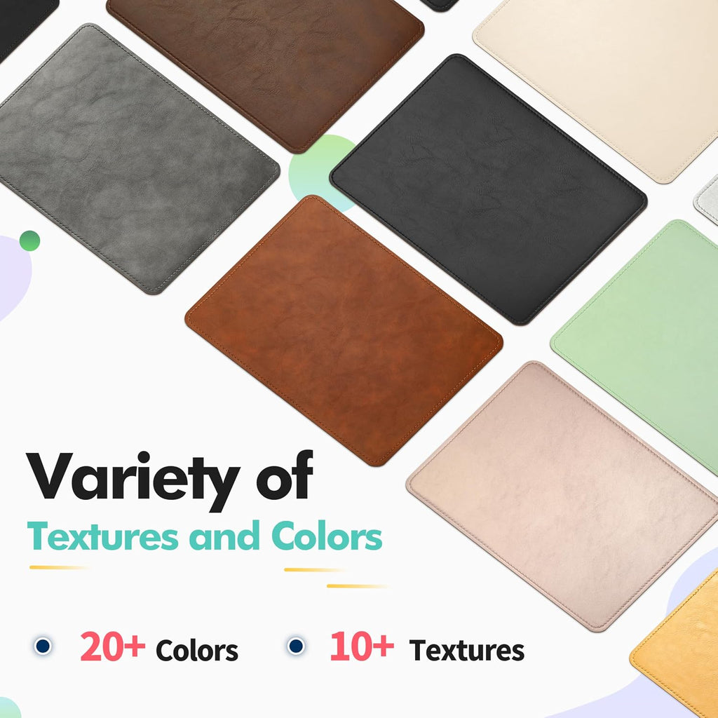 Mouse Pad, PU Mouse Pad，Leather Mouse Pad with Stitched Edge Micro-Fiber Base with Non-Slip Waterproof，Mouse Pad for Computers，Laptop, 8x11Inch (Caramel Brown)