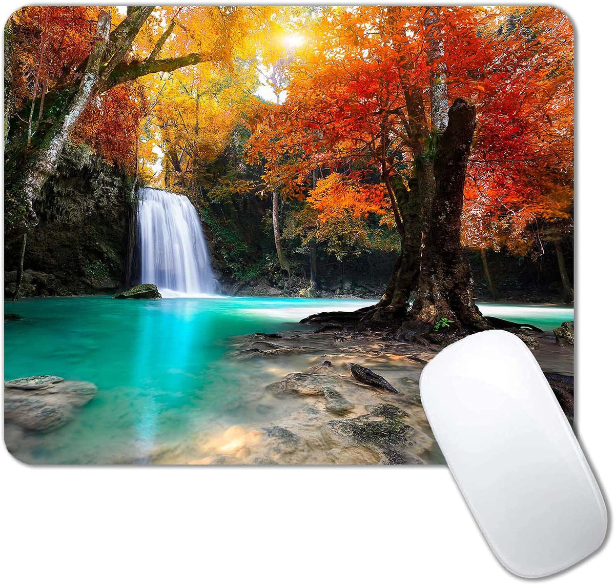 Beach Sunset Mouse Pad,Cute Mouse pad,Custom Small Mouse Pads with Designs,Portable Office Non-Slip Rubber Base Wireless Mouse Pad for Laptop